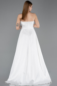 Abendkleid Lang Satin Weiß ABU5932