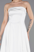 Abendkleid Lang Satin Weiß ABU5932