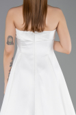 Abendkleid Lang Satin Weiß ABU5932