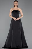 Abendkleid Lang Satin Schwarz ABU5932