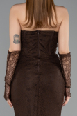 Abendkleid im Meerjungfrau-Stil Lang Spitze Braun ABU5933