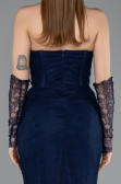 Abendkleid im Meerjungfrau-Stil Lang Spitze Marineblau ABU5933