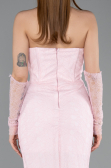 Abendkleid im Meerjungfrau-Stil Lang Spitze Puder ABU5933