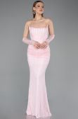 Abendkleid im Meerjungfrau-Stil Lang Spitze Puder ABU5933
