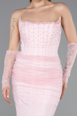 Abendkleid im Meerjungfrau-Stil Lang Spitze Puder ABU5933