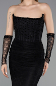 Abendkleid im Meerjungfrau-Stil Lang Spitze Schwarz ABU5933