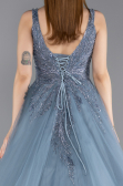 Designer Verlobungskleid Lang Rauchblau ABU5961