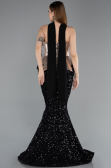 Designer Abendkleid im Meerjungfrau-Stil Lang Schuppig Schwarz ABU5950