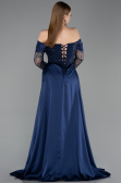 Abendkleid Lang Perlenbesetzt Marineblau ABU5934