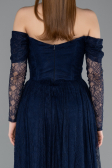 Abendkleid Lang Spitze Marineblau ABU5945
