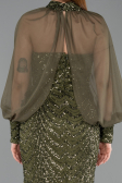 Abendkleid im Meerjungfrau-Stil Lang Schuppig Khaki ABU5947