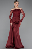 Abendkleid im Meerjungfrau-Stil Lang Satin Weinrot ABU5949