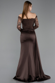 Abendkleid im Meerjungfrau-Stil Lang Satin Braun ABU5949