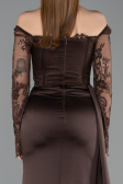 Abendkleid im Meerjungfrau-Stil Lang Satin Braun ABU5949