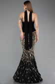 Designer Abendkleid im Meerjungfrau-Stil Lang Schuppig Schwarz ABU5968