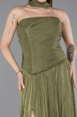Kleider in Großen Größen Lang Chiffon Khaki ABU5958