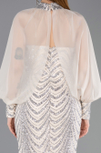 Abendkleid im Meerjungfrau-Stil Lang Schuppig Beige ABU5947