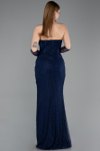 Abendkleid im Meerjungfrau-Stil Lang Spitze Marineblau ABU5933
