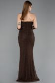 Abendkleid im Meerjungfrau-Stil Lang Spitze Braun ABU5933