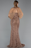 Abendkleid im Meerjungfrau-Stil Lang Schuppig Kupfer ABU5947