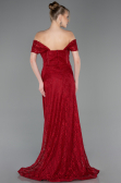 Abendkleid Lang Spitze Weinrot ABU5973