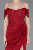 Abendkleid Lang Spitze Weinrot ABU5973