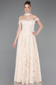 Abendkleid Lang Spitze Beige ABU5942
