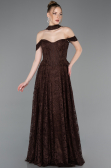 Abendkleid Lang Spitze Braun ABU5942