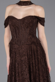 Abendkleid Lang Spitze Braun ABU5942