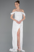 Abendkleid Lang Chiffon Weiß ABU5974