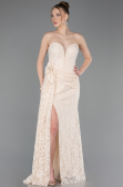 Abendkleid im Meerjungfrau-Stil Lang Spitze Beige ABU5975