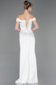 Abendkleid Lang Satin Weiß ABU5976
