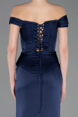 Abendkleid Lang Satin Marineblau ABU5976