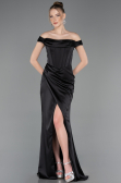 Abendkleid Lang Satin Schwarz ABU5976