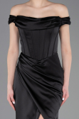 Abendkleid Lang Satin Schwarz ABU5976