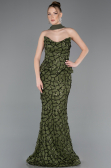 Abendkleid im Meerjungfrau-Stil Lang Schuppig Khaki ABU5982