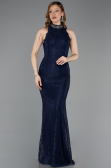 Abendkleid Lang Spitze Marineblau ABU5987