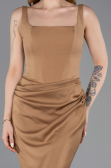 Abschlusskleid Lang Satin Bronze ABU5990