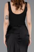 Abschlusskleid Lang Satin Schwarz ABU5990