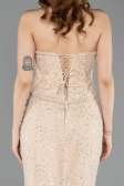 Abendkleid im Meerjungfrau-Stil Lang Spitze Beige ABU5993