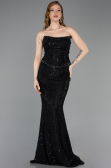 Abendkleid im Meerjungfrau-Stil Lang Spitze Schwarz ABU5993