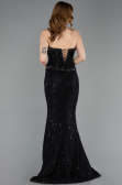 Abendkleid im Meerjungfrau-Stil Lang Spitze Schwarz ABU5993