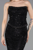 Abendkleid im Meerjungfrau-Stil Lang Spitze Schwarz ABU5993