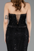 Abendkleid im Meerjungfrau-Stil Lang Spitze Schwarz ABU5993