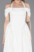 Standesamtkleid Lang Satin Weiß ABU5995