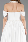 Standesamtkleid Lang Satin Weiß ABU5995