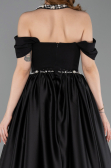 Standesamtkleid Lang Satin Schwarz ABU5995