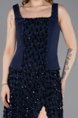 Abendkleid Lang Schuppig Marineblau ABU5986