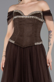 Abendkleid Lang Spitze Braun ABU5996