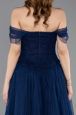 Abendkleid Lang Spitze Marineblau ABU5996